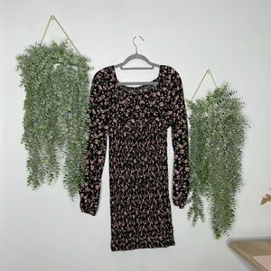 Black floral dress long sleeve